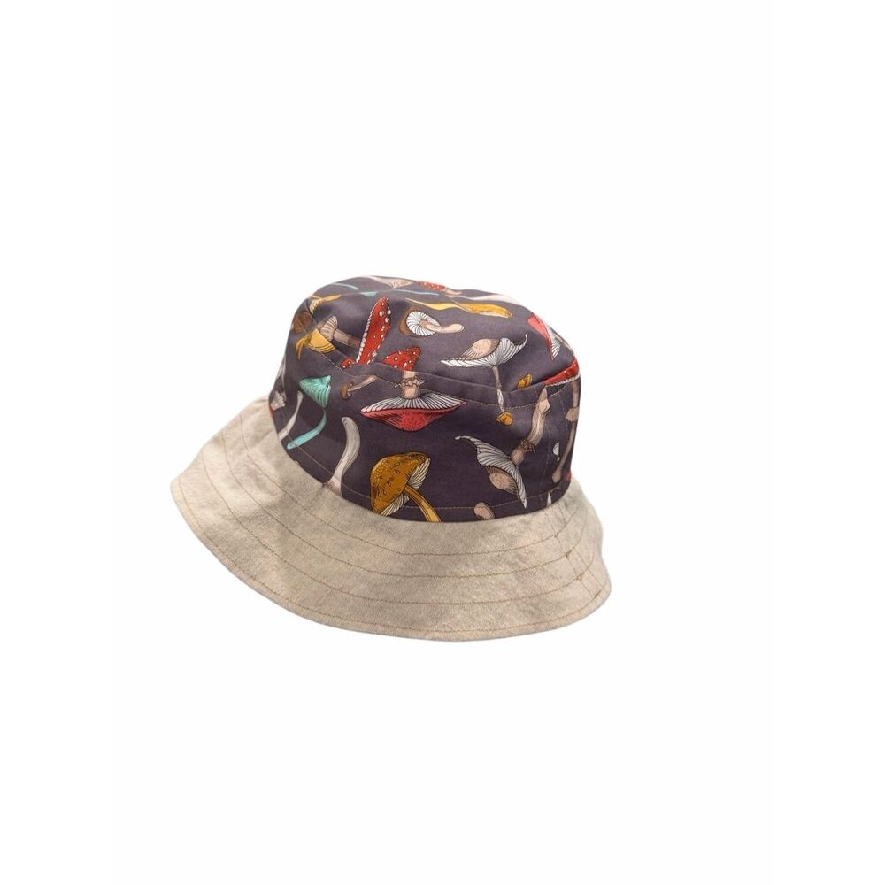 Pragma Gaea Art Reversible Mushroom Print Linen Bucket Hat